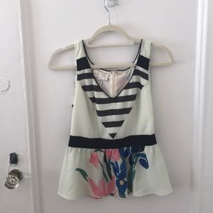 Floral sleeveless silk top